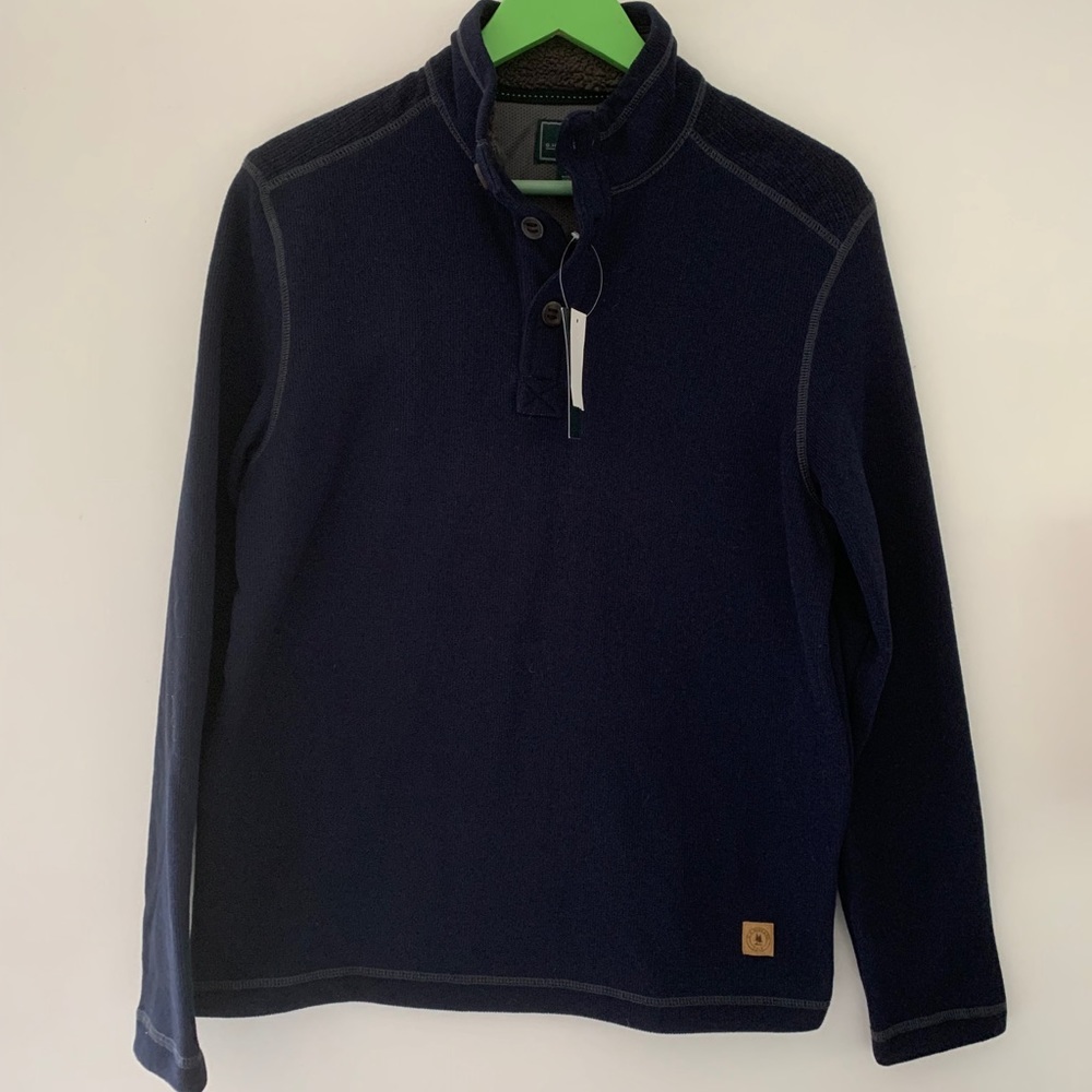 GH Bass & Co Sherpa-Lined Button Mock-Neck Fleece